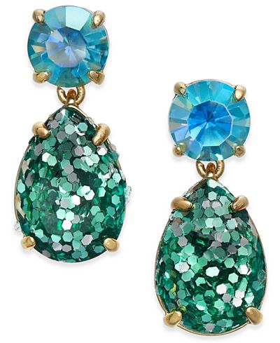 kate spade new york Gold-Tone Glitter Stone Drop Earrings