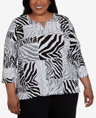 Plus Size Zebra Blocks Knit Top