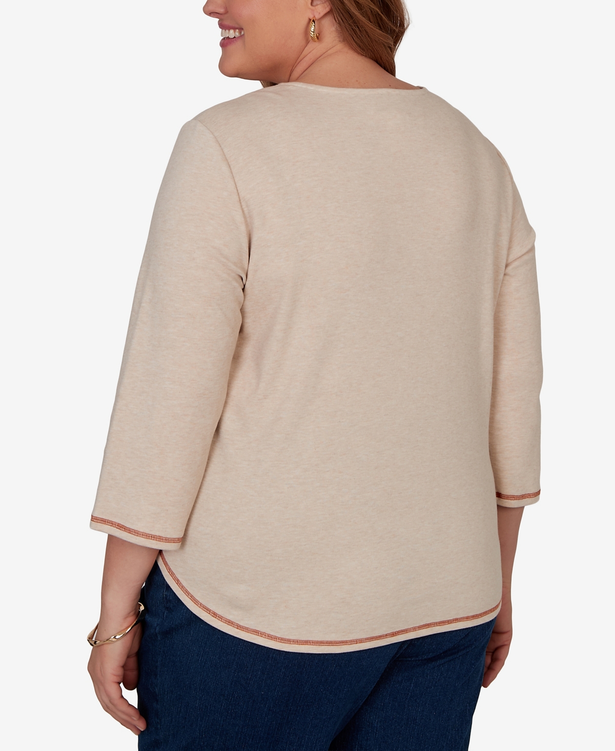 Alfred Dunner Plus Scarecrow Family Embroidered Top