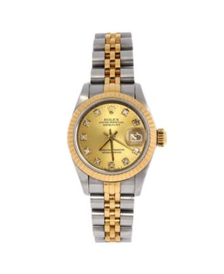 Oyster Perpetual Datejust Automatic Watch in Stainless Steel and Gold with Diamond Markers 26mm