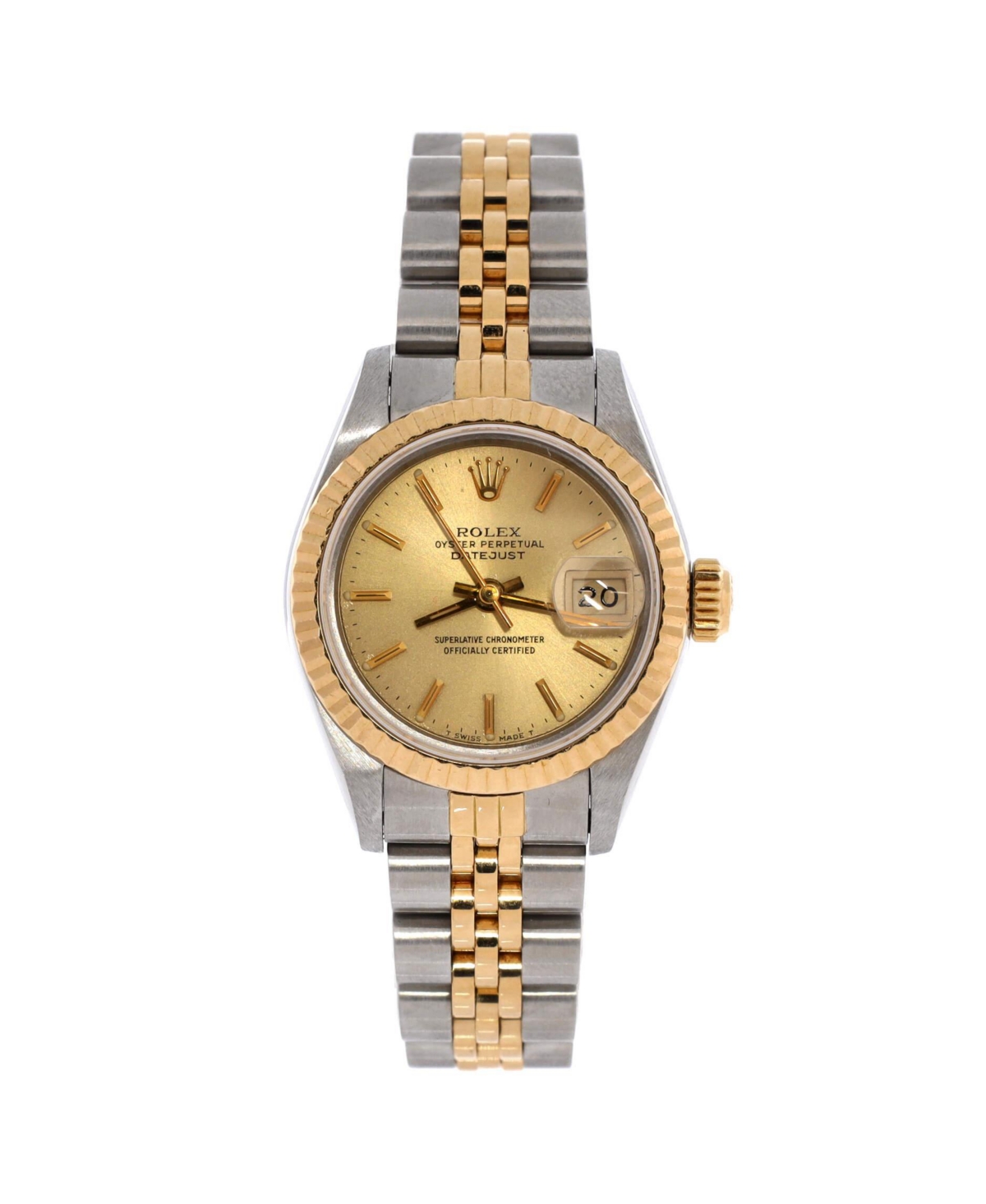PreOwned Rolex Oyster Perpetual Datejust Automatic Watch in Stainless Steel and Gold 26mm  Dial color gold