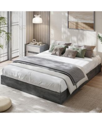 Minimalist Fluted MDF Wave Platform Bed Frame - Sturdy, Stylish, Noise-Free, Easy Assembly, No Box Spring Needed, Space-Saving