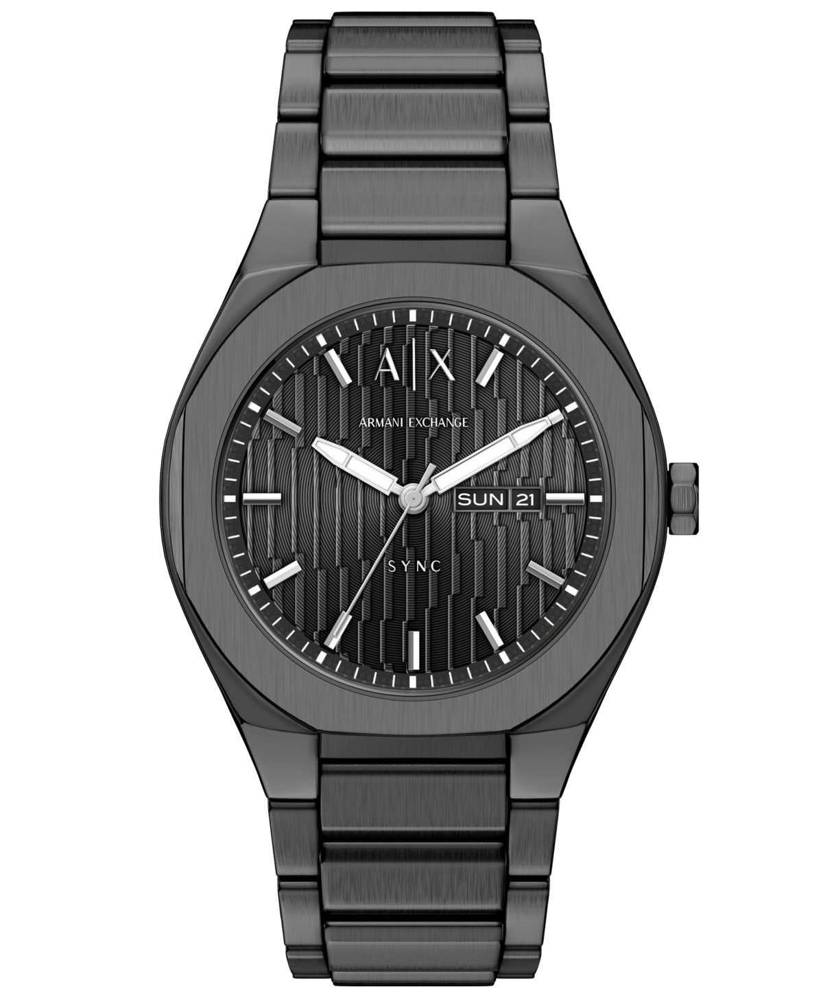 Armani Exchange Men's Sync Quartz Day-Date Gunmetal Stainless Steel Watch 42mm