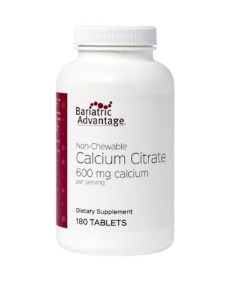 Non Chewable Calcium Citrate 600 Milligram Calcium for Bariatric Surgery Patients Vitamin D3 Mineral Supplements 180 Tablets