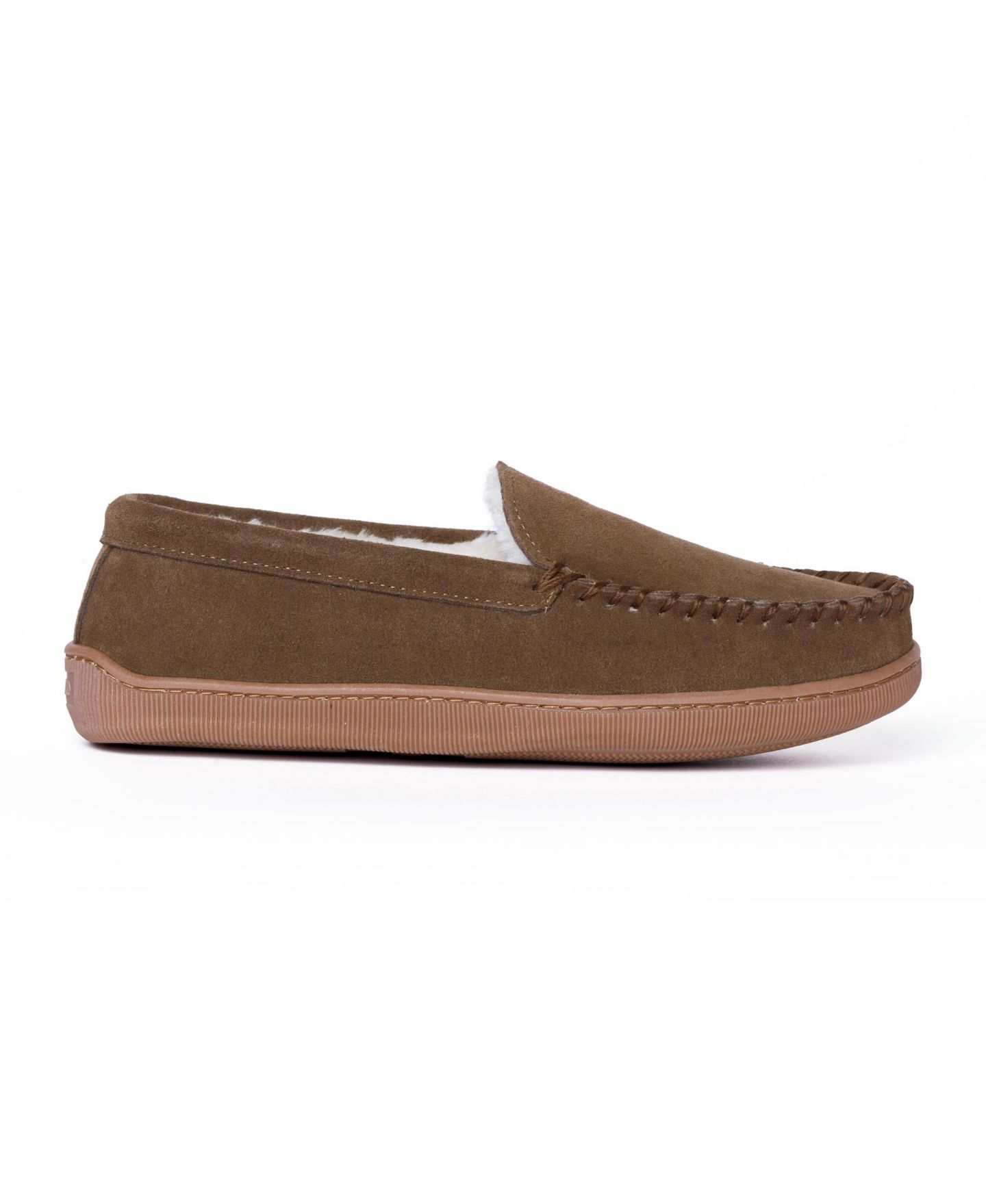 Мужские тапочки Minnetonka Suede Pile Lined Hardsole Venetian Slippers, цвет: Коричневый, вариант 1 — фото 3