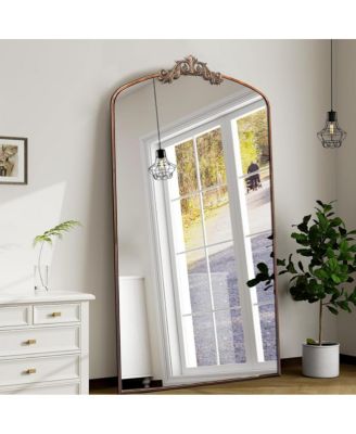 36" x 66" Full Length Floor Mirror, Vintage Arched Metal Dressing Mirror for Bedroom and Entryway