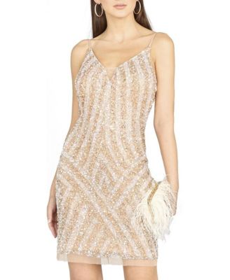 Women's Spaghetti Strap Beaded Cocktail Dress