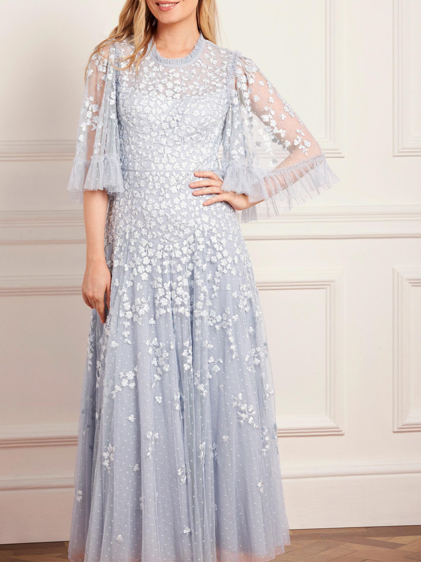 Женское платье Needle & Thread Scatter Blossom Round Neck Ankle Gown, цвет: Skylight — фото 3