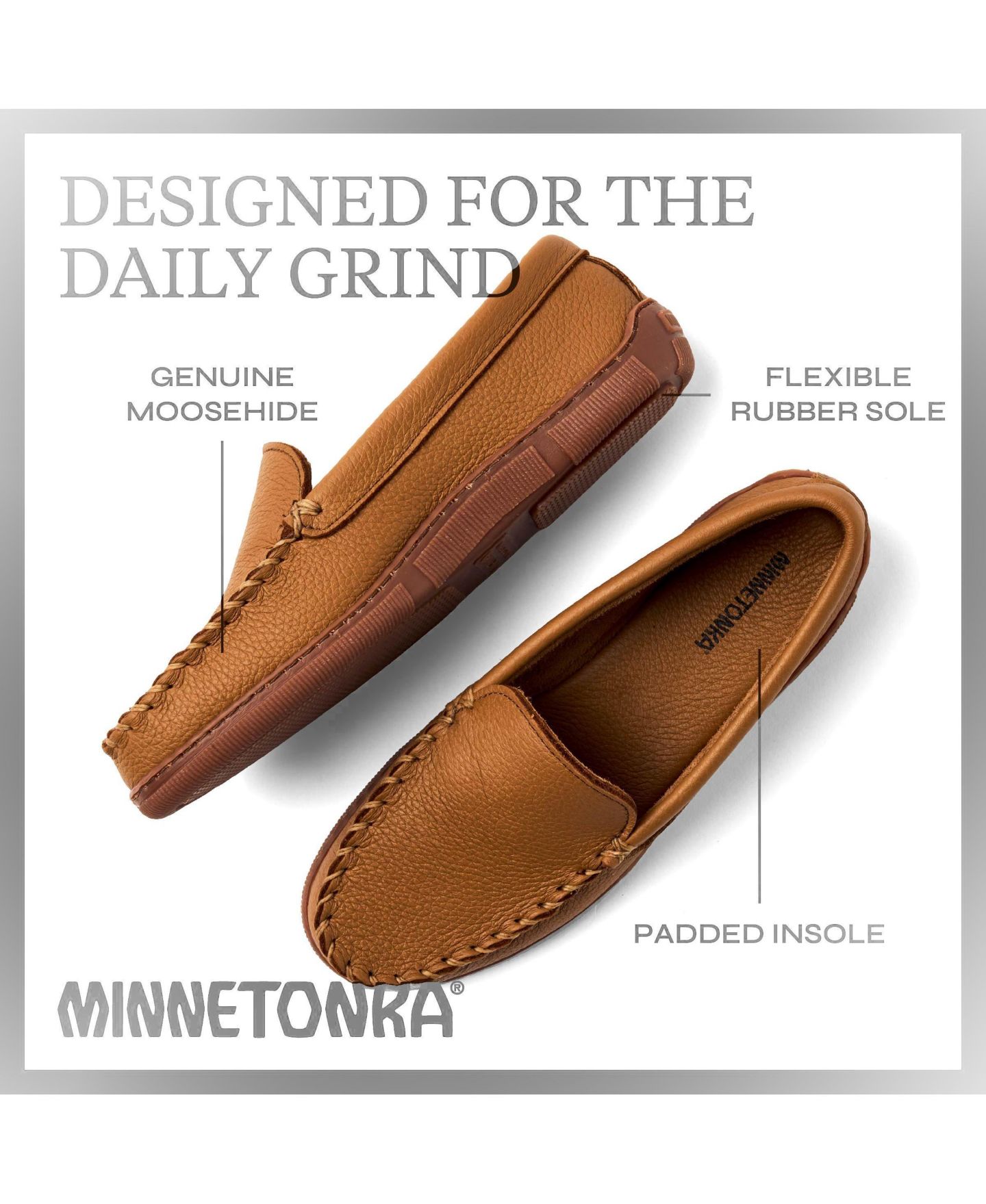 Мужские мокасины-слипоны Minnetonka из лосиной кожи, цвет: Натуральный — фото 4
