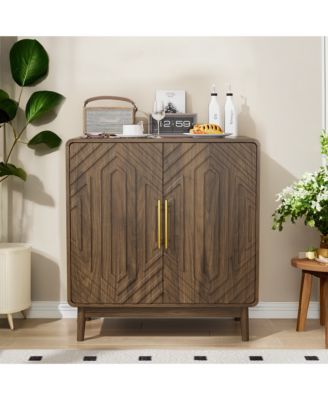 31.5" Carved Sideboard Buffet Cabinet with Storage, 2-Door Accent Cabinet with Adjustable Shelves for Living Room, Kitchen and Entryway