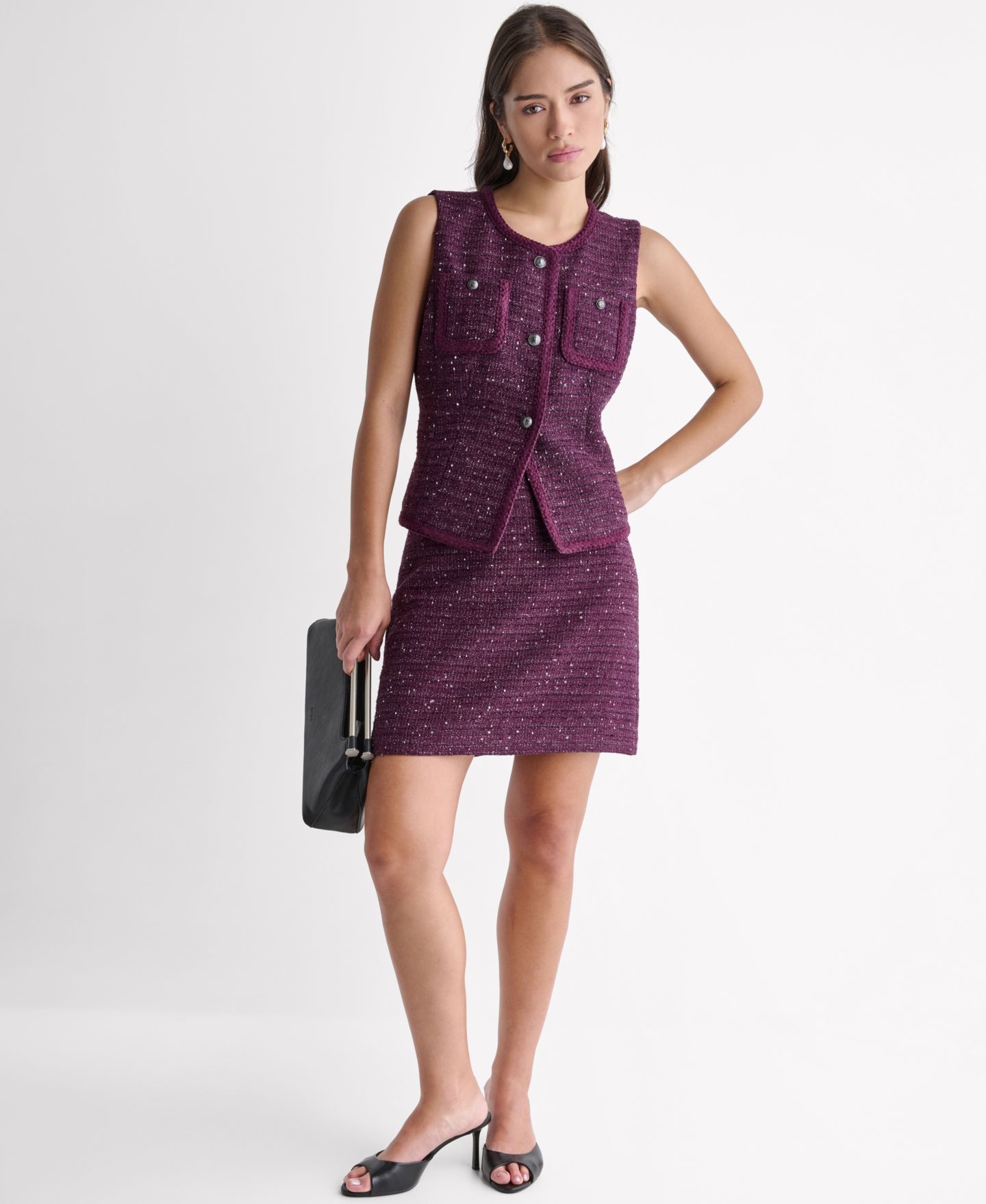 Женский жилет BCBG Braided Sleeveless Vest, цвет: Орхидея теневой разноцветный — фото 2
