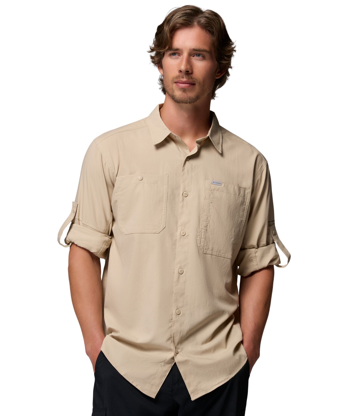 Мужская рубашка Columbia Silver Ridge Utility II Long-Sleeve, цвет: Серо-бежевый — фото 3