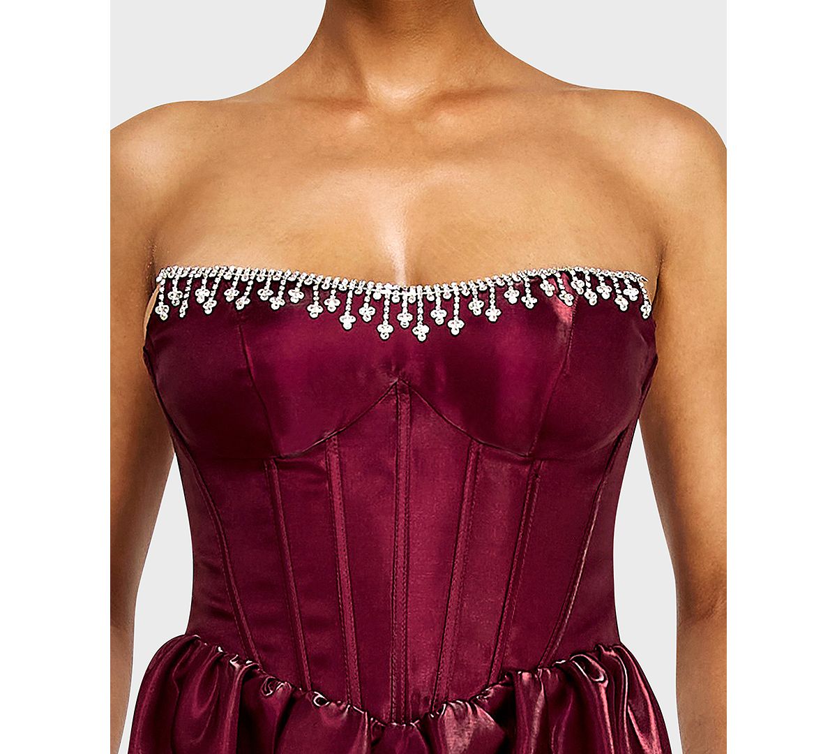 Alex & Sophia Juniors' Strapless Corset Bodice Mikado Dress view 5 — MAYCSS fashion products