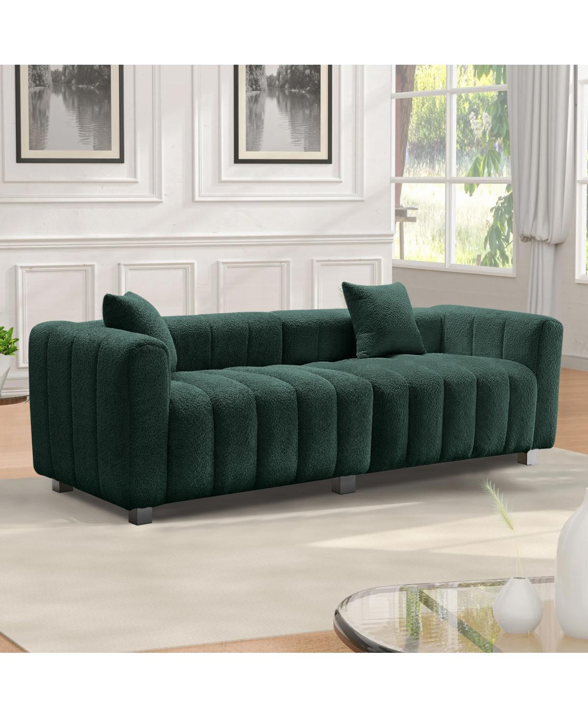 Streamdale Furniture Premium Velvet 3-Seater Sofa with Metal Legs and 2 Pillows