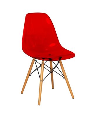 Cresco Modern Molded Acrylic Dining Chair with Eiffel Base and Beech Wood Dowel Legs Ergonomic Curved Seat Accent Side Chair