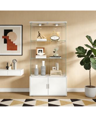 4-Layer Double-Door Storage Cabinet with Remote LED Lights