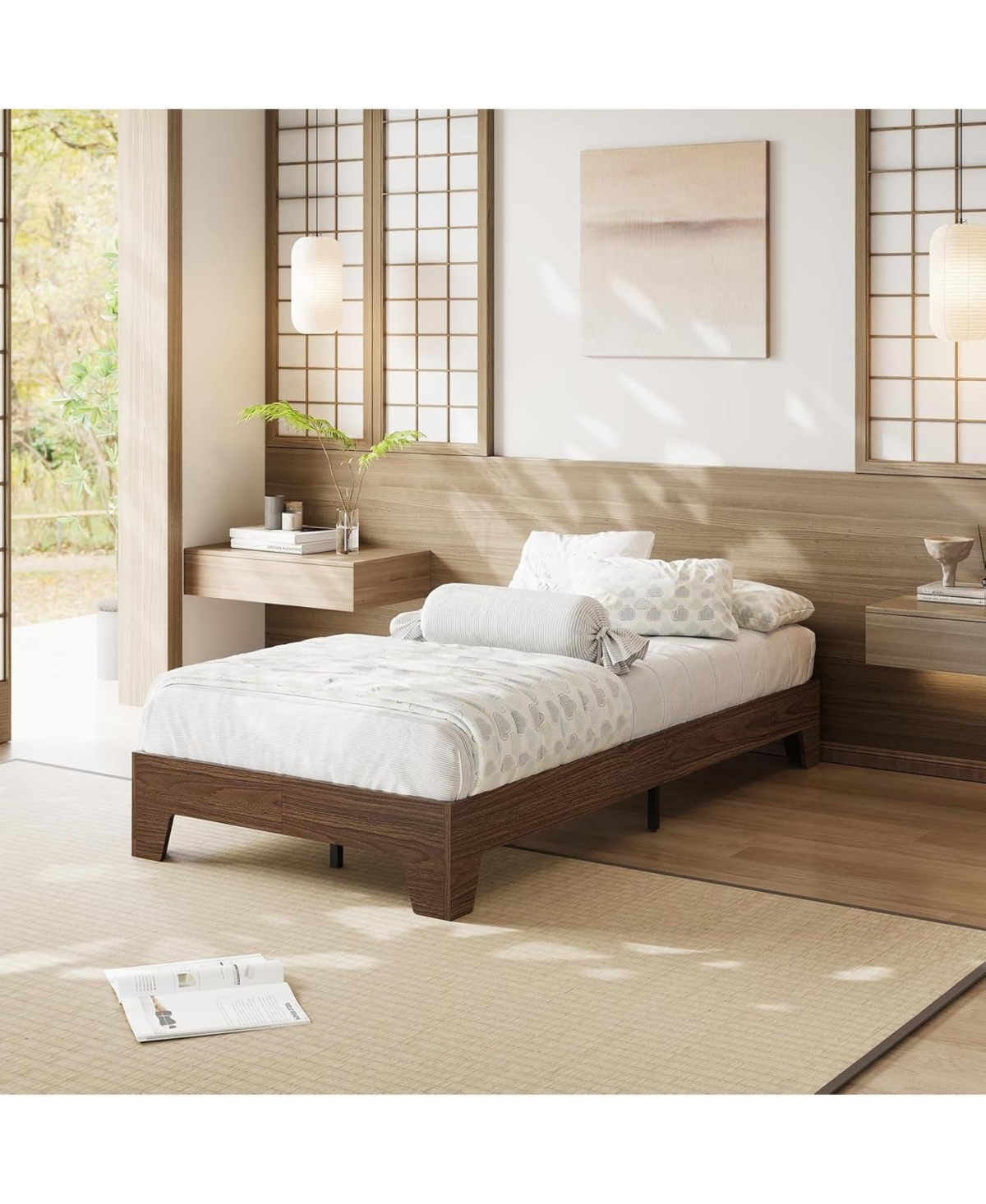 gaomon Platform Bed Frame with Wood And Metal Slats, Underbed Storage, Easy Assembly