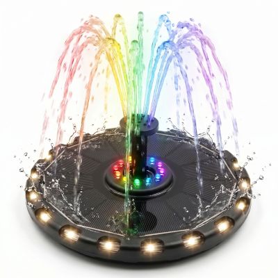 Solar Water Fountain Solar Pump for Bird Bath, Garden, Pond, Pool, Outdoor Colorful Lights