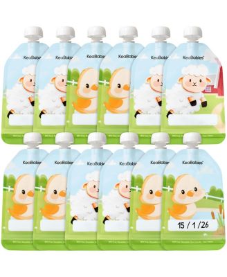 12-Pack Prep Baby Food Pouch Reusable for Apple Sauce, Breastmilk, 5oz Puree Pouches for Toddlers, Kids, Baby First Food