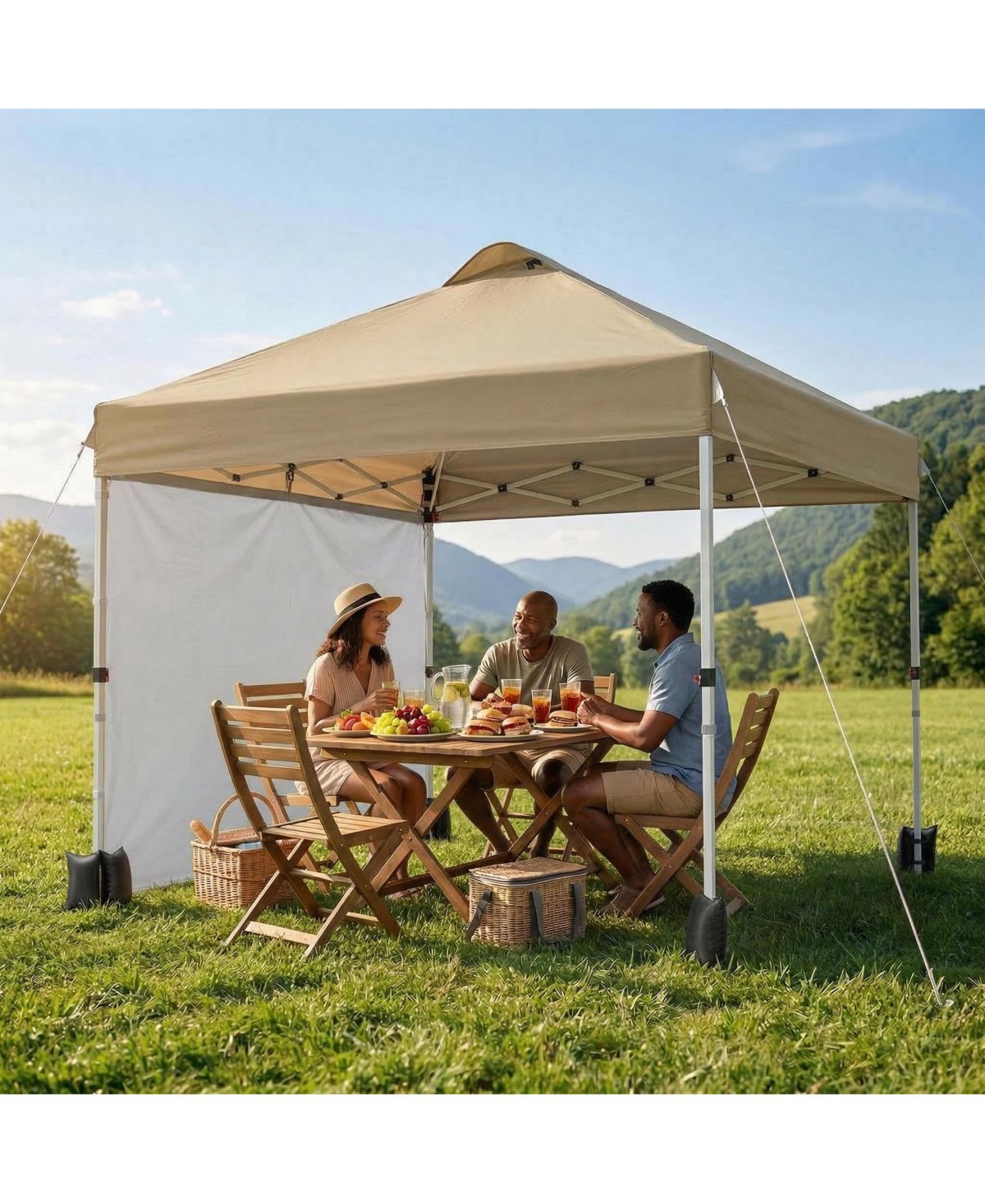 homfan 10x10 Pop Up Canopy Tent With Sidewall, Easy Setup, Upf 50+ Protection, Adjustable, Portable, Includes Wheeled Bag, Stakes And Sandbags
