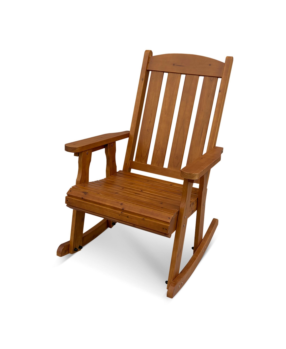 Solid Wood Outdoor Rocking Chair, All-Weather High Back Patio Rocker with Comfortable Recline and Contoured Seat Deep Brown)