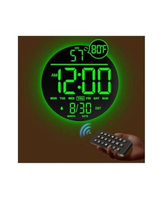 10 Inch Large Digital Wall Clock (White) with RGB Colors Seconds Countdown Timer Alarm Auto DST Temperature Night Light Wall or Desktop