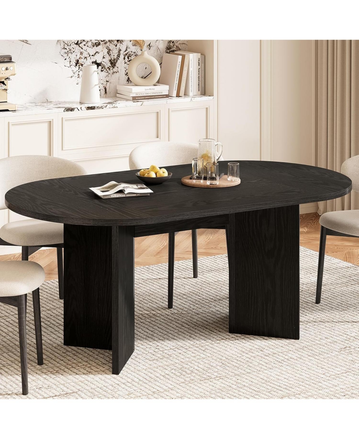 Tribesigns 63" Oval Farmhouse Dining Table for 4-6