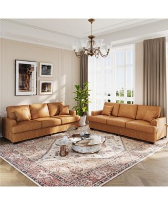 86" Corduroy Comfy Sofa, 3-Seater with 2 Throw Pillows, Cloud Couch with Deep Seats, 2 Removable Back Cushions, Modern Sofa for Living Room.