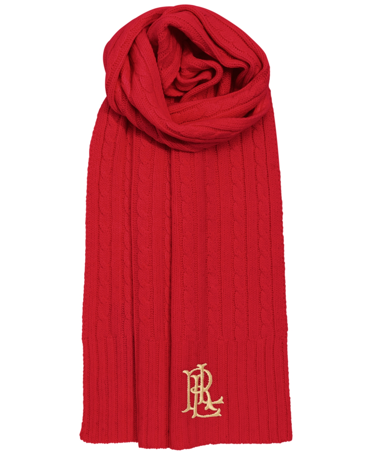 Ralph Lauren Core Cable Logo Scarf In Ralph Red