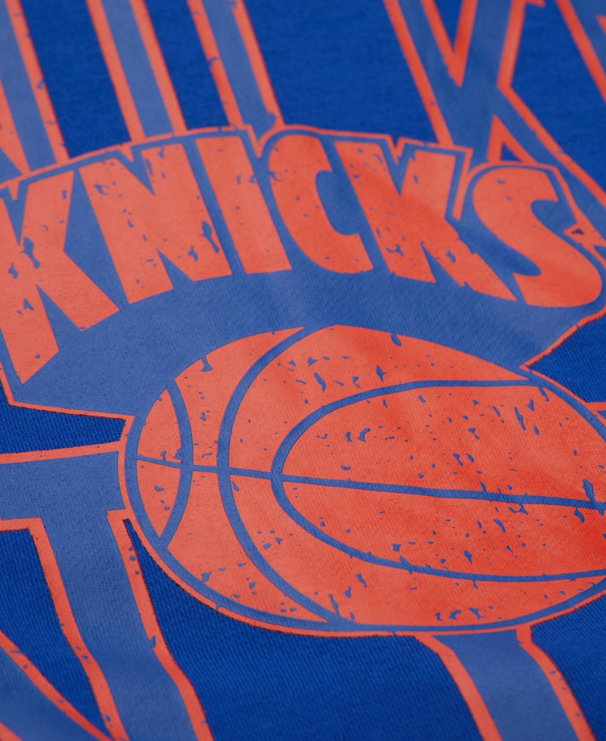 Mitchell & Ness Men's and Women's Blue New York Knicks Hardwood Classics Split 3 Pullover Sweatshirt