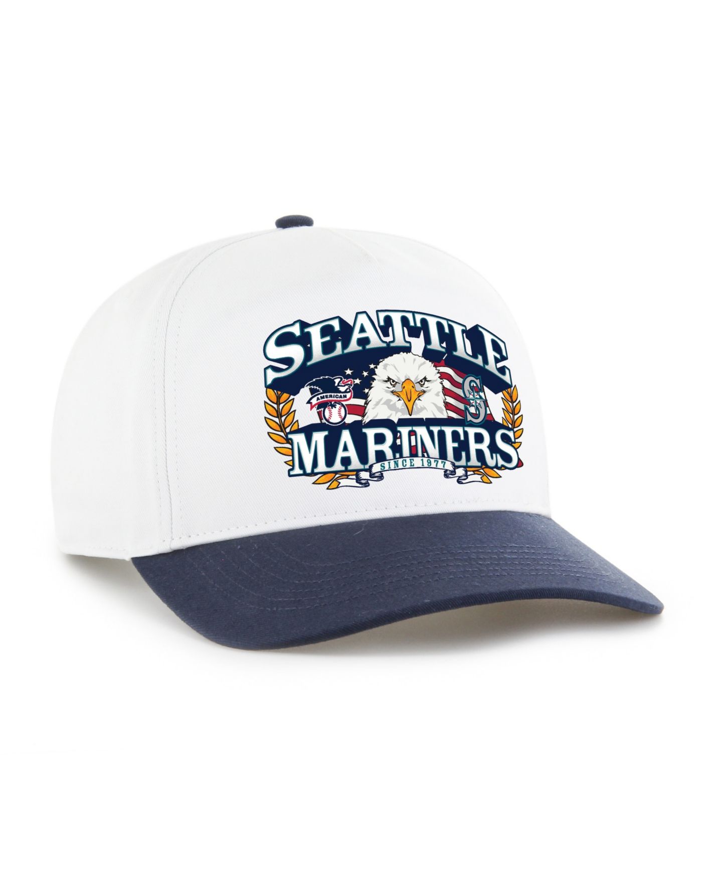 Мужская кепка '47 Brand White/Navy Seattle Mariners Americana Eagle Hitch Adjustable Hat — фото 2