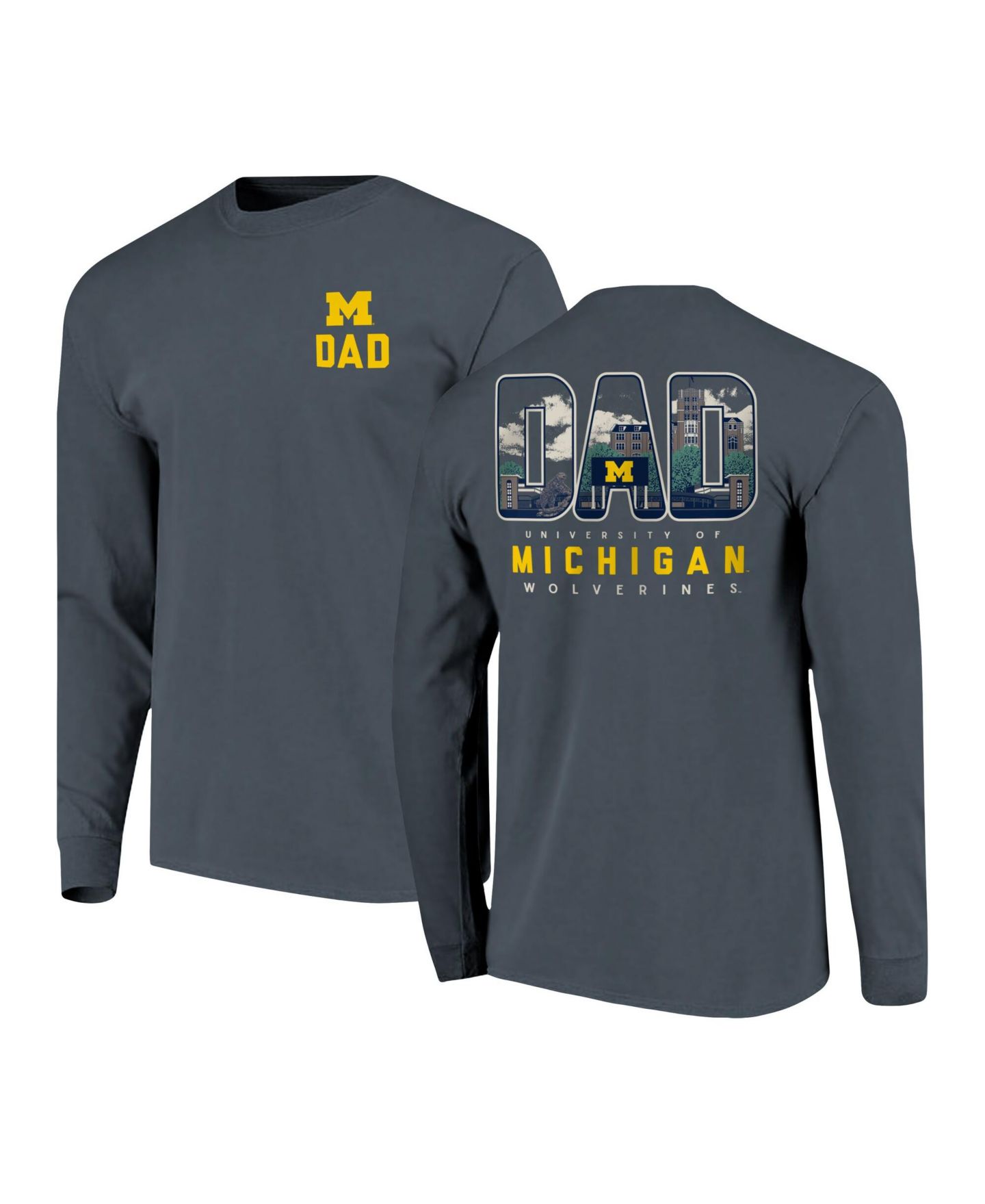 Мужская футболка Image One Navy Michigan Wolverines Father's Day Campus Drawing Long Sleeve — фото 1