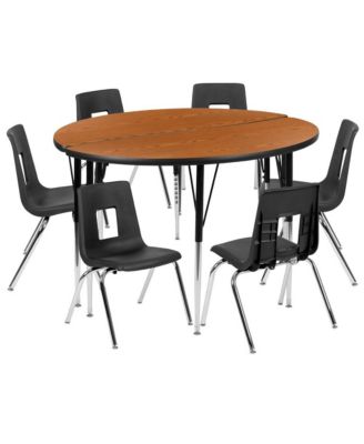 47.5" Circle Wave Collaborative Laminate Activity Table Set With 16" Student Stack Chairs