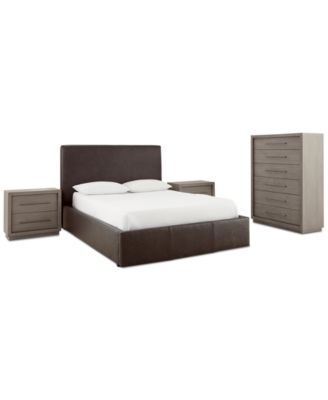 Tivie Leather 4-Piece Bedroom Set (Queen Bed, Chest & 2 Nightstands)