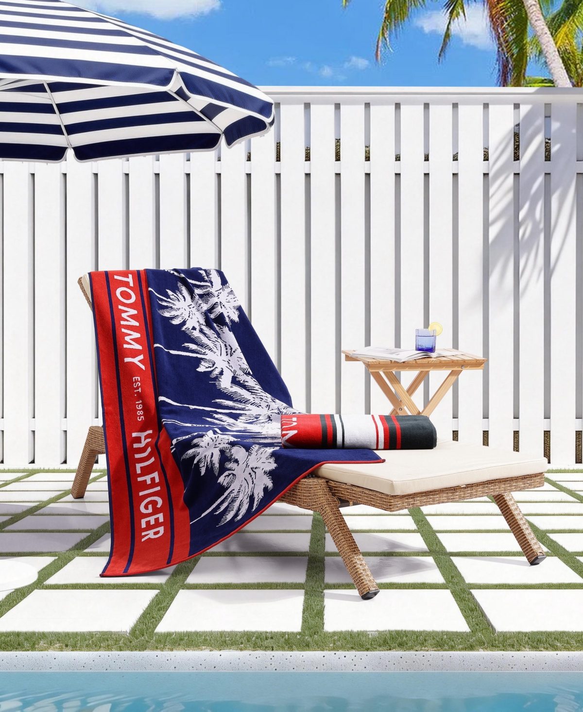 Tommy Hilfiger Boulevard Cotton Beach Towel, 68" x 36"
