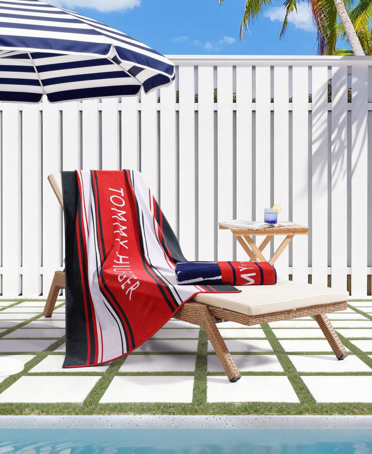 Tommy Hilfiger Hampton Stripe Cotton Beach Towel, 68" x 36"