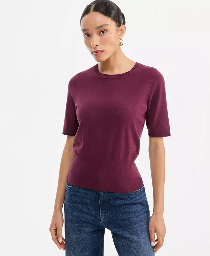 Women's Elbow-Sleeve Crewneck Sweater - thumbnail 9