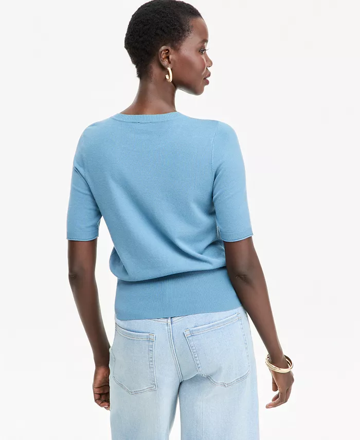 Women's Elbow-Sleeve Crewneck Sweater - thumbnail 2