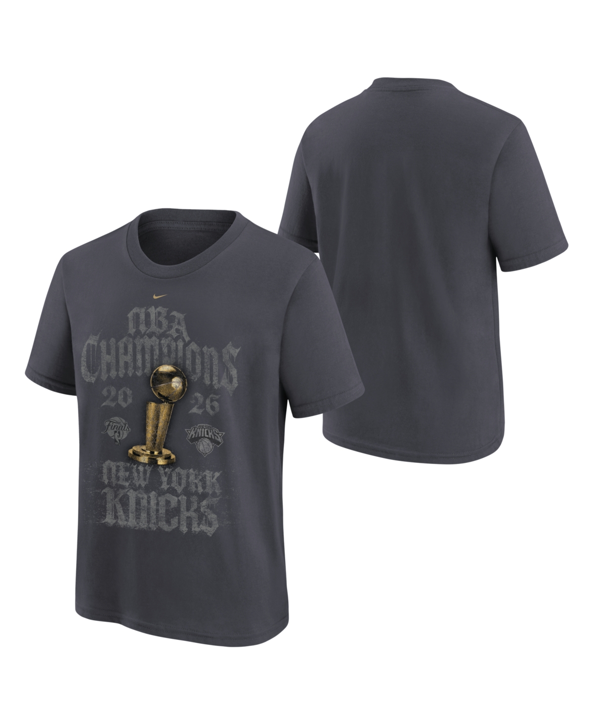 Nike Big Boys and Girls Anthracite New York Knicks 2026 Nba Champions Locker Room T-Shirt