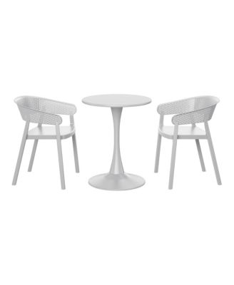 3-Piece Indoor Outdoor Metal Patio Dining Table Set With Stackable Patio Chairs