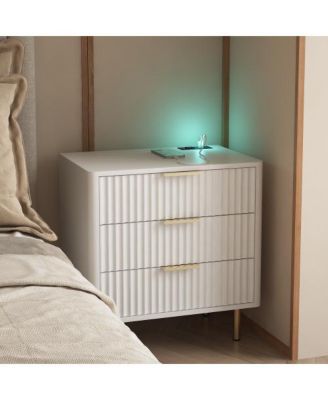 23"W Smart Nightstand with Charging Station, Voice-Controlled Night Light
