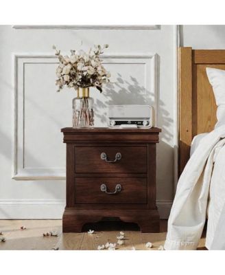 22"W Classic Wooden 2-Drawer Nightstand