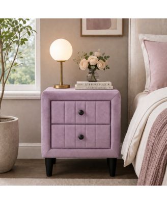 20"W Velvet 2-Drawer Nightstand