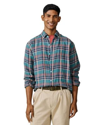 Men's Croyland Madras Button-Down Linen Shirt