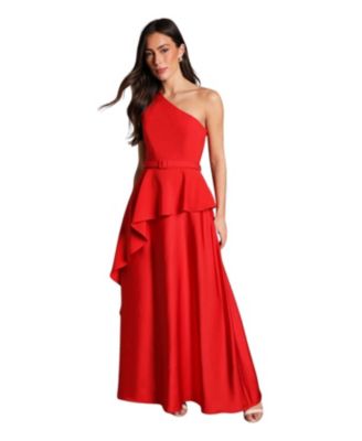 Women's One Shoulder Satin Maxi Dress