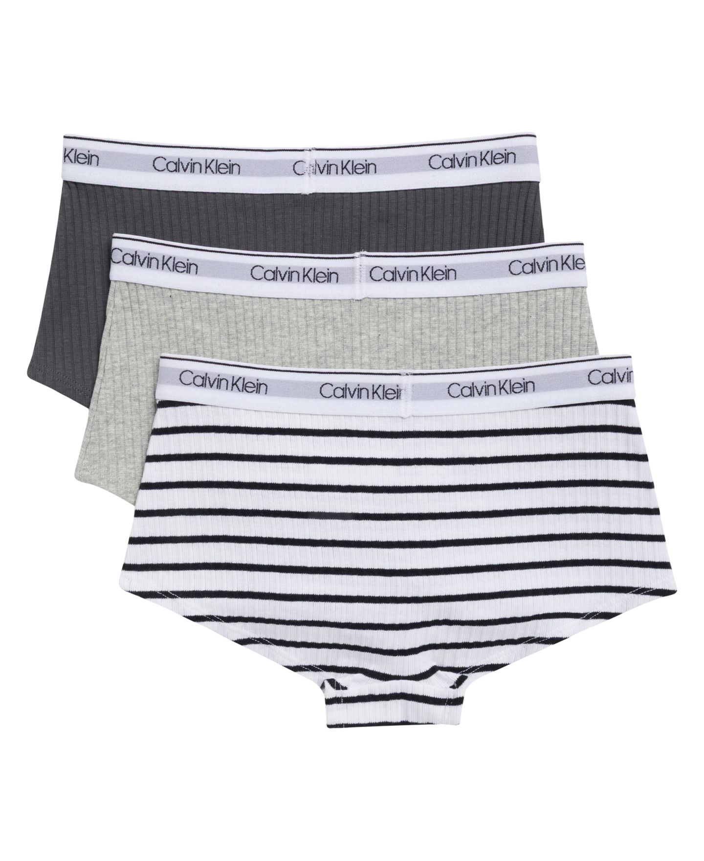 Трусы-шортики Span для девочек, хлопок, 3 шт. — Calvin Klein, цвет: Чёрный / Белый — фото 2