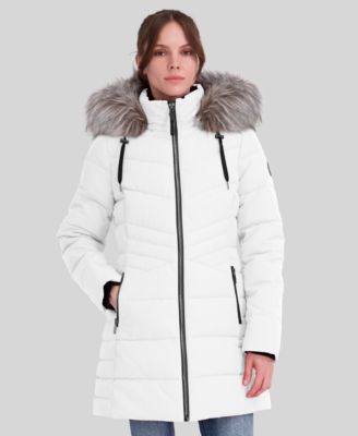 Women's Faux Fur Trim Hooded Puffer Coat