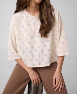 Women's 4G Rhombus Jacquard Crewneck Short-Sleeve Knit T-Shirt