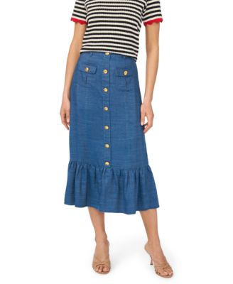 Women's Button-Down Denim Midi Skirt