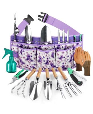 Garden Tool Set Organizer Belt 10-Piece Rust-Proof Kit Gift